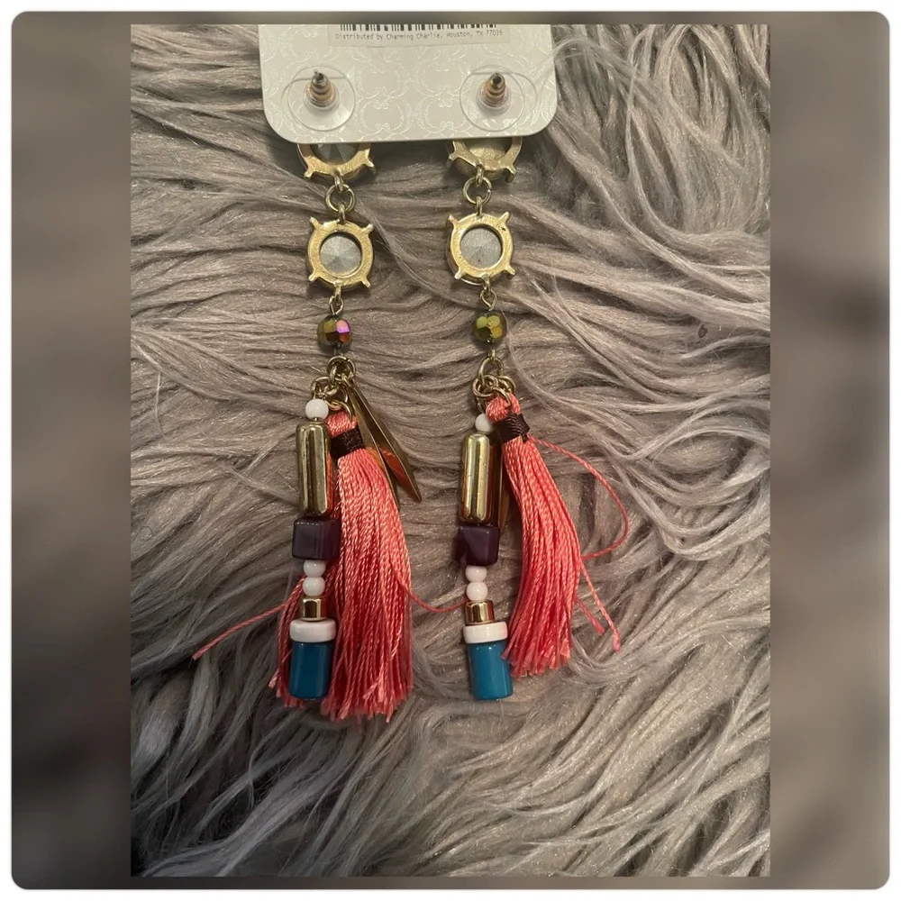 Charming Charlie Long Tassel Earrings - Picture 2 of 3